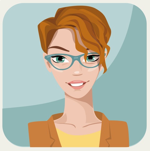 Avatar mujer pelo corto lentes azules