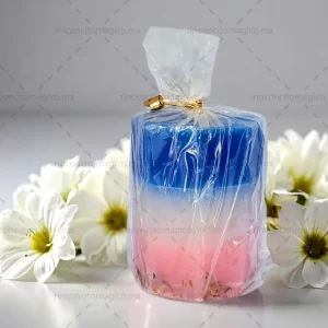 Luminaria, Veladora, Vela de la Virgen color blanca, rosa y azul para la protección, sanación, limpieza y purificación
