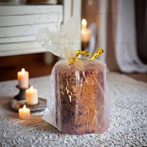 Luminaria, Veladora, Vela Limpia para bebe, limpieza para bebe color Vino con semillas de mostaza para la protección, sanación, limpieza y purificación