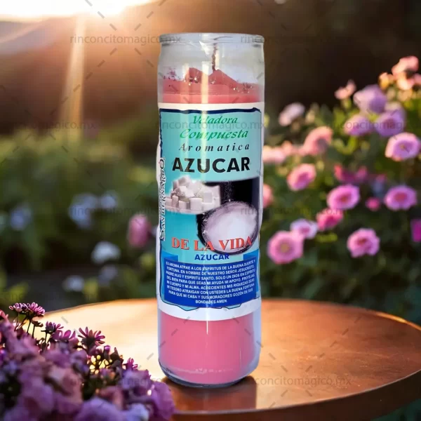 Luminaria, Vela, Veladora Azular color rosa para el amor, pareja, protección, sanación, limpieza y purificación