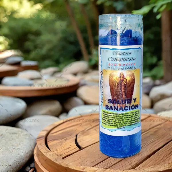 Luminaria, Vela, Veladora de la Salud color azul para la protección, sanación, limpieza y purificación