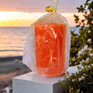 Luminaria, Vela, Veladora, Velón Solar color naranja para la abundancia, protección, sanación, limpieza y purificación